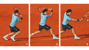 Tennis player hitting a ball